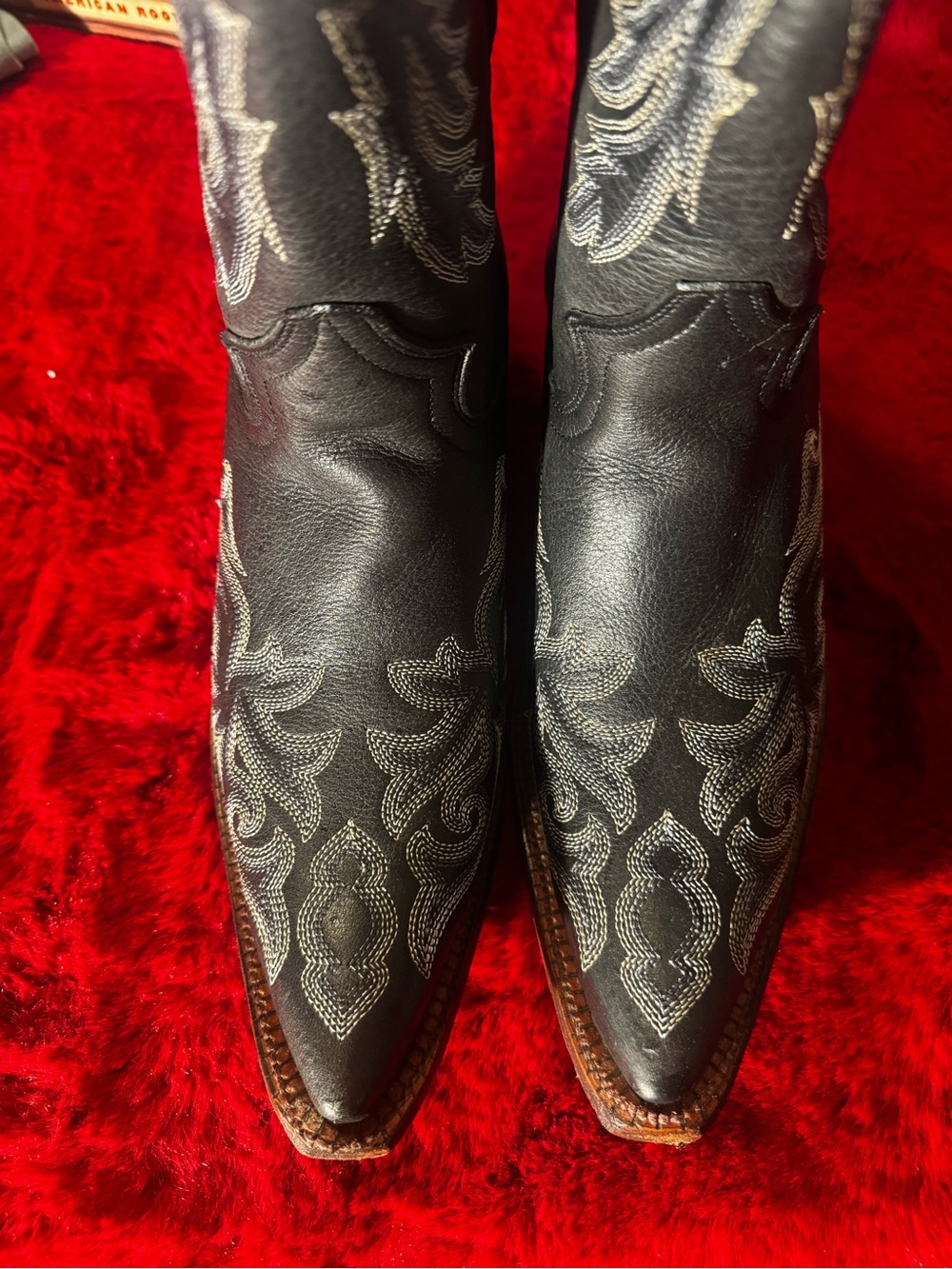 Black Leather Mexican Western Cowboy Boots Women’s 8.5 Silver Embroidery